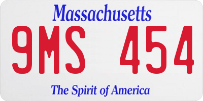 MA license plate 9MS454