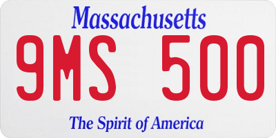 MA license plate 9MS500