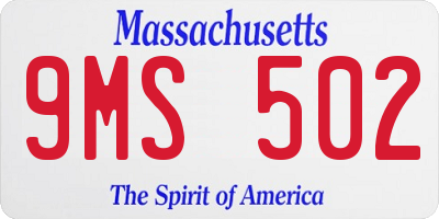 MA license plate 9MS502