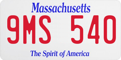 MA license plate 9MS540