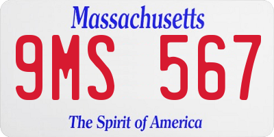 MA license plate 9MS567