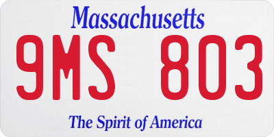 MA license plate 9MS803