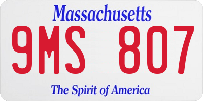 MA license plate 9MS807