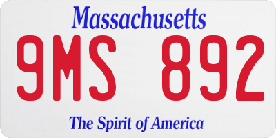 MA license plate 9MS892