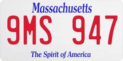 MA license plate 9MS947