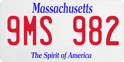 MA license plate 9MS982