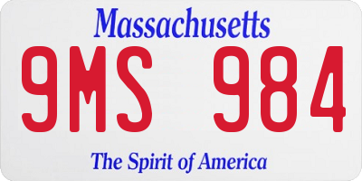 MA license plate 9MS984