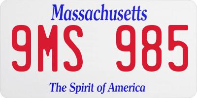 MA license plate 9MS985