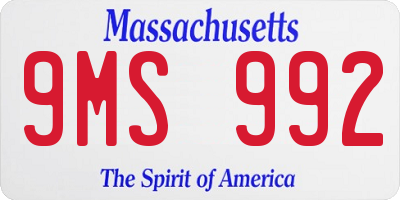 MA license plate 9MS992
