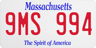 MA license plate 9MS994