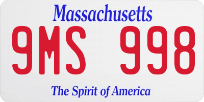 MA license plate 9MS998