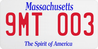 MA license plate 9MT003
