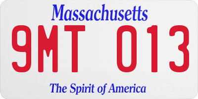 MA license plate 9MT013