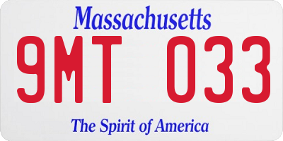 MA license plate 9MT033