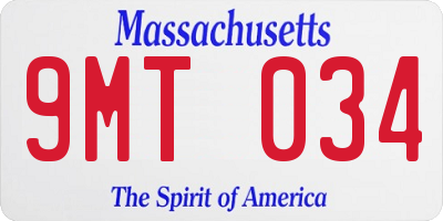 MA license plate 9MT034