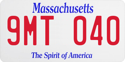 MA license plate 9MT040