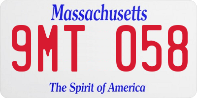 MA license plate 9MT058