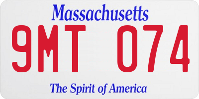 MA license plate 9MT074
