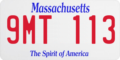 MA license plate 9MT113