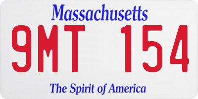 MA license plate 9MT154