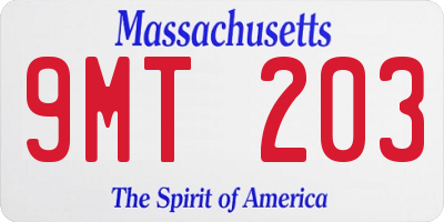 MA license plate 9MT203