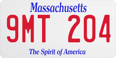MA license plate 9MT204