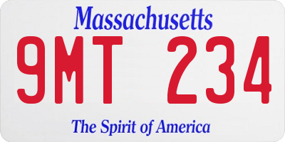 MA license plate 9MT234