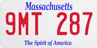 MA license plate 9MT287