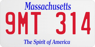 MA license plate 9MT314