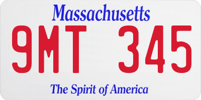 MA license plate 9MT345