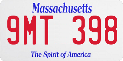 MA license plate 9MT398