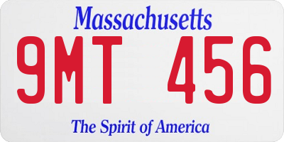 MA license plate 9MT456