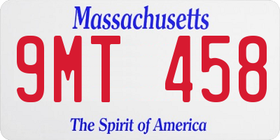 MA license plate 9MT458