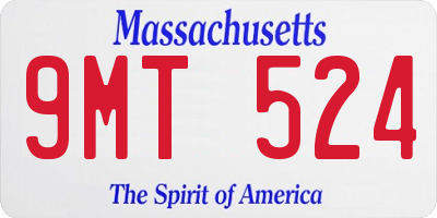MA license plate 9MT524