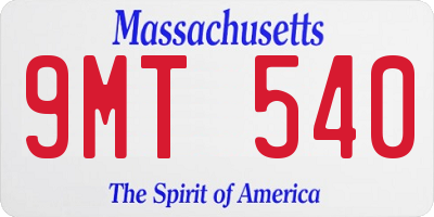 MA license plate 9MT540