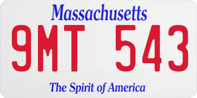 MA license plate 9MT543