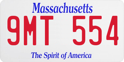 MA license plate 9MT554