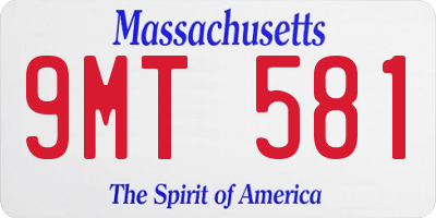 MA license plate 9MT581