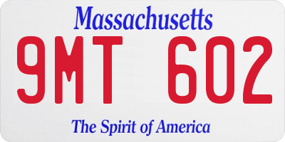 MA license plate 9MT602