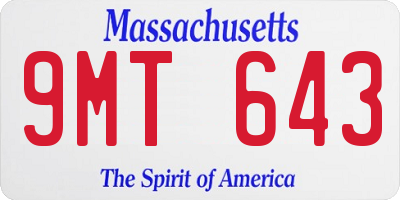 MA license plate 9MT643