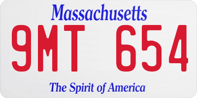 MA license plate 9MT654