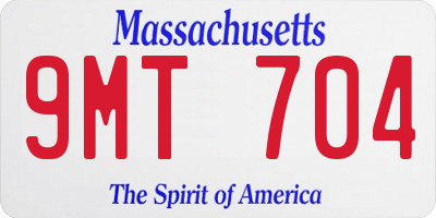 MA license plate 9MT704