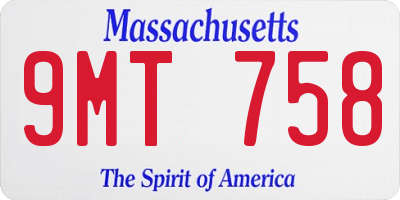 MA license plate 9MT758