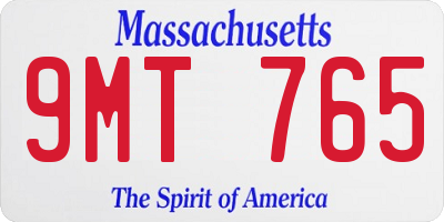 MA license plate 9MT765