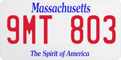 MA license plate 9MT803