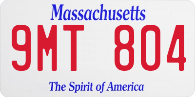 MA license plate 9MT804