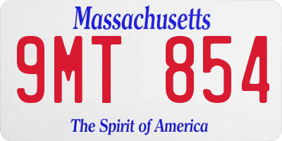 MA license plate 9MT854