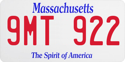 MA license plate 9MT922