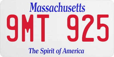 MA license plate 9MT925