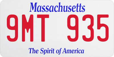 MA license plate 9MT935